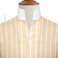 Yellow Striped One Piece Collar Shirt For Men Gift Giza Cotton Satin High Tall Neck Stiff Collar Shirt Chinese Mandarin Band Collar Dress Shirt