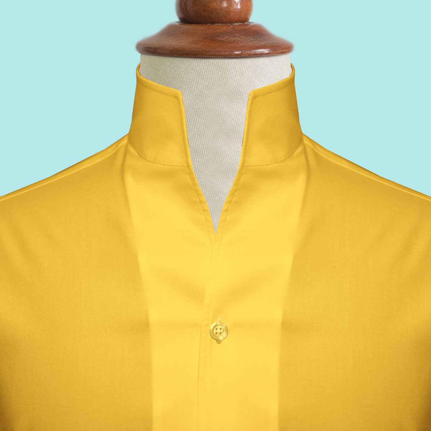 Yellow One Piece Collar Shirt For Men Gift Giza Cotton Satin High Tall Neck Stiff Collar Shirt Chinese Mandarin Band Collar Dress Shirt