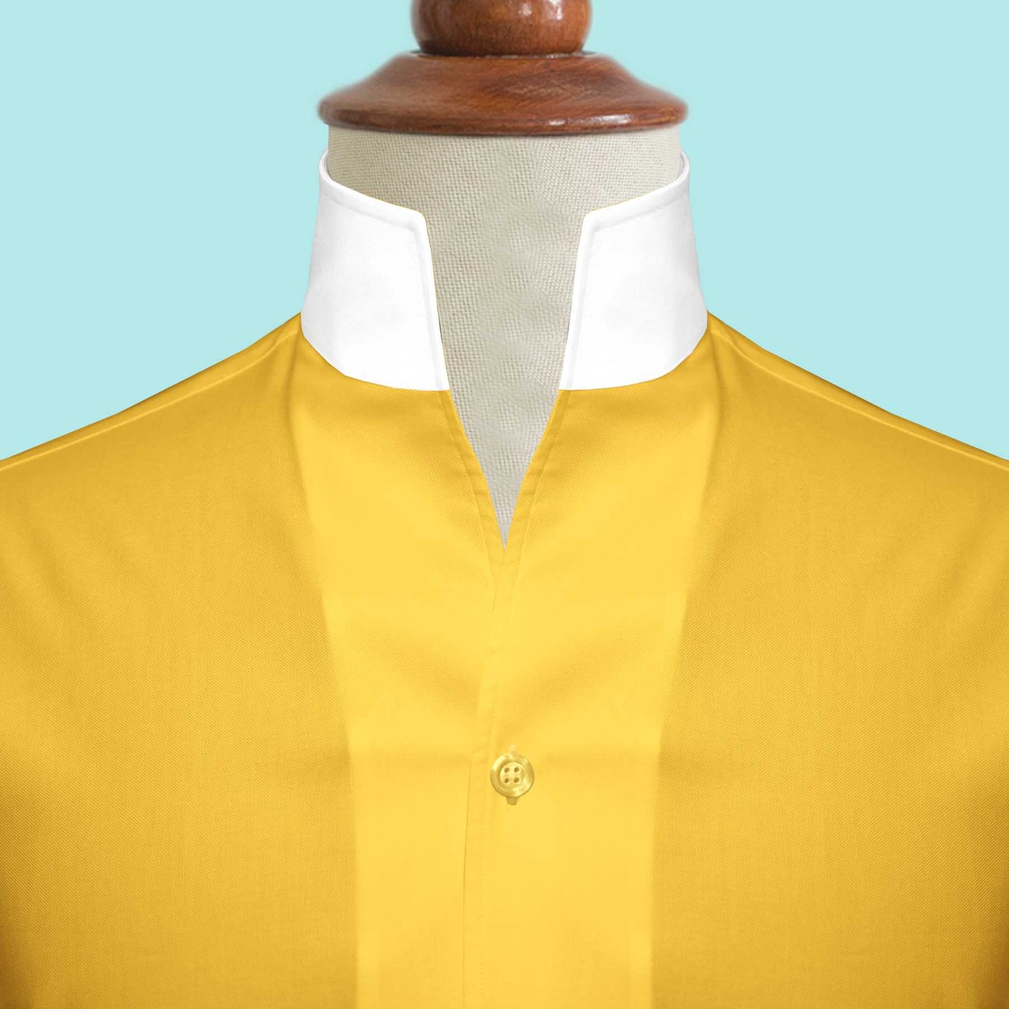 Yellow One Piece Collar Shirt For Men Gift Giza Cotton Satin High Tall Neck Stiff Collar Shirt Chinese Mandarin Band Collar Dress Shirt