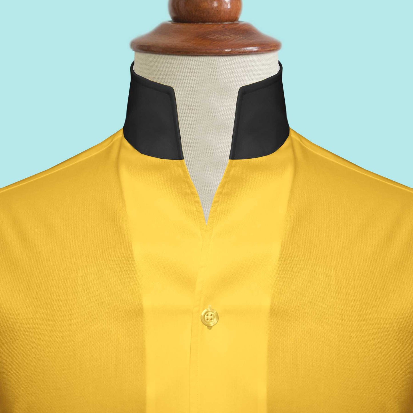 Yellow One Piece Collar Shirt For Men Gift Giza Cotton Satin High Tall Neck Stiff Collar Shirt Chinese Mandarin Band Collar Dress Shirt
