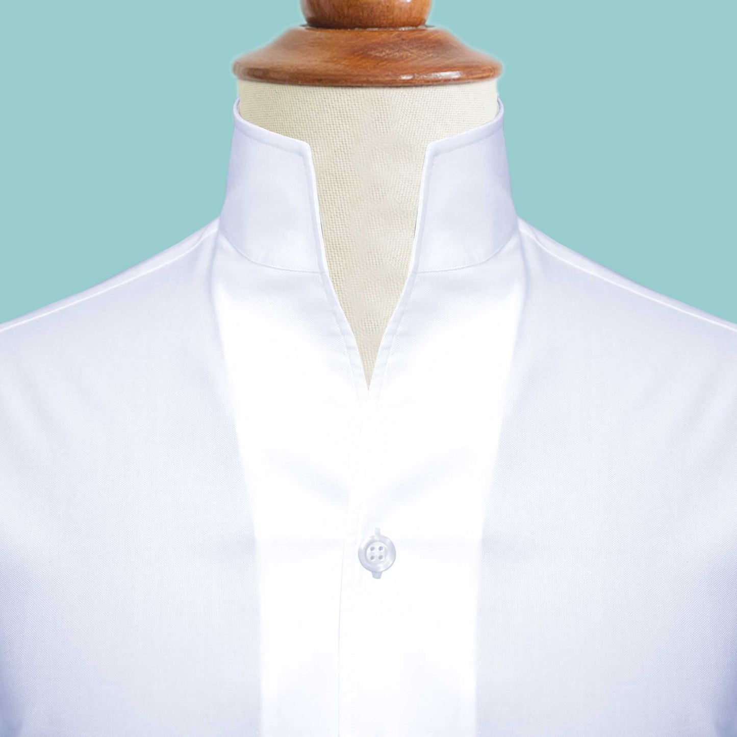 Solid White Men's Shirt High Collar Shirt Buttonless V Collar Shirt High Tall Neck Collar China High Band Collar Cotton Dress Shirt