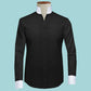 Solid Black Men's Shirt High Collar Shirt Buttonless V Collar Shirt High Tall Neck Collar China High Band Collar Cotton Dress Shirt