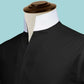 Solid Black Men's Shirt High Collar Shirt Buttonless V Collar Shirt High Tall Neck Collar China High Band Collar Cotton Dress Shirt