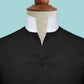 Solid Black Men's Shirt High Collar Shirt Buttonless V Collar Shirt High Tall Neck Collar China High Band Collar Cotton Dress Shirt