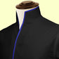 Gift for Men High Collar Shirt Contrasting Trim Tall Neck Chinese Band Collar Black Shirt V Neck Stiff High Open Collar Men Wedding Shirt