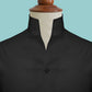 Solid Black Men's Shirt High Collar Shirt Buttonless V Collar Shirt High Tall Neck Collar China High Band Collar Cotton Dress Shirt