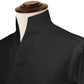 Solid Black Men's Shirt High Collar Shirt Buttonless V Collar Shirt High Tall Neck Collar China High Band Collar Cotton Dress Shirt