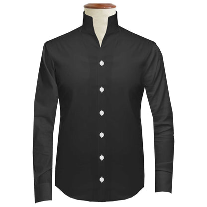 Karl Lagerfeld Style Shirt For Men Father Day Gift High Open Collar Shirt Tall Neck Stiff Collar Shirt China Mandarin Collar Cotton Shirt