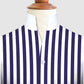 Navy Blue Striped One Piece Collar Shirt For Men Gift Giza Cotton Satin High Tall Neck Stiff Collar Shirt Chinese Mandarin Band Collar Dress Shirt
