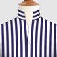 Navy Blue Striped One Piece Collar Shirt For Men Gift Giza Cotton Satin High Tall Neck Stiff Collar Shirt Chinese Mandarin Band Collar Dress Shirt