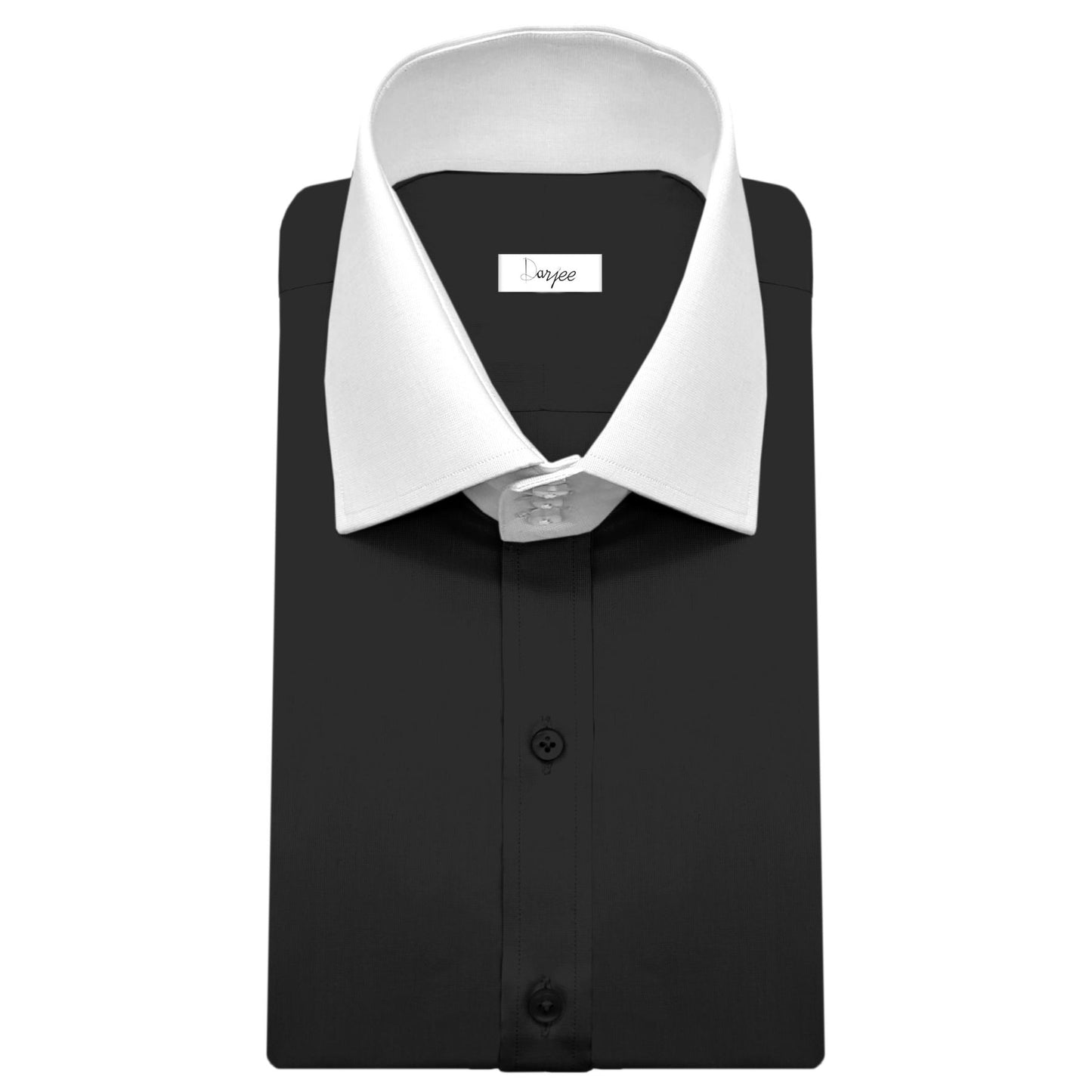 High Spread Collar Dress Shirt For Men President English Wide Spread Full Sleeves Black Shirt Men Wedding Attire Tall Neck Windsor Collar (Copy)