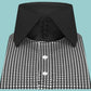High Spread Collar Dress Shirt For Men President English Wide Spread Full Sleeves Black Gingham Shirt Men Wedding Attire Tall Neck Windsor Collar (Copy)