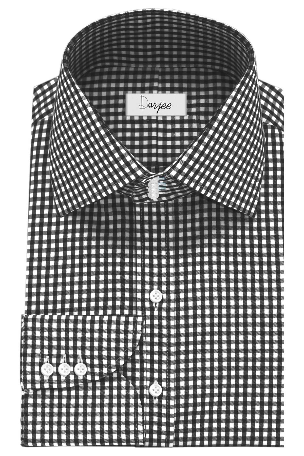 High Spread Collar Dress Shirt For Men President English Wide Spread Full Sleeves Black Gingham Shirt Men Wedding Attire Tall Neck Windsor Collar (Copy)