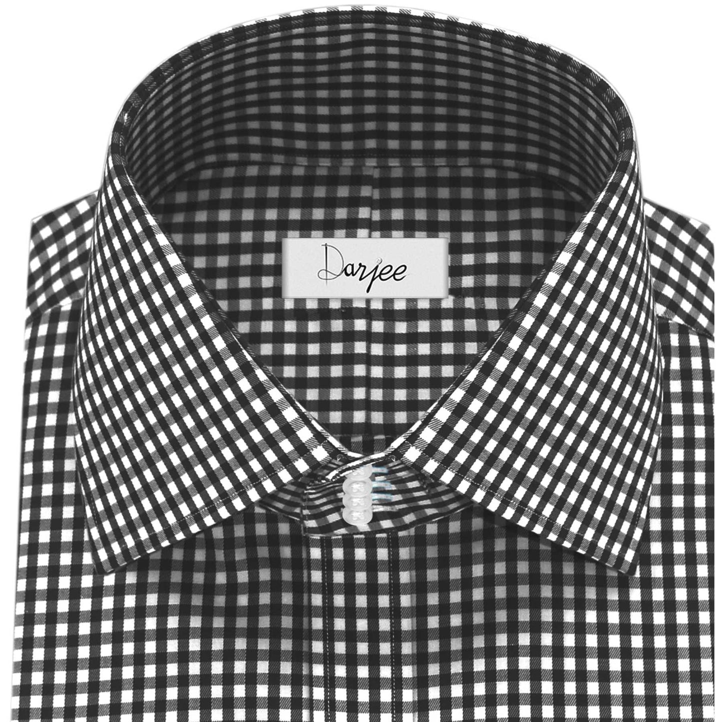 High Spread Collar Dress Shirt For Men President English Wide Spread Full Sleeves Black Gingham Shirt Men Wedding Attire Tall Neck Windsor Collar (Copy)