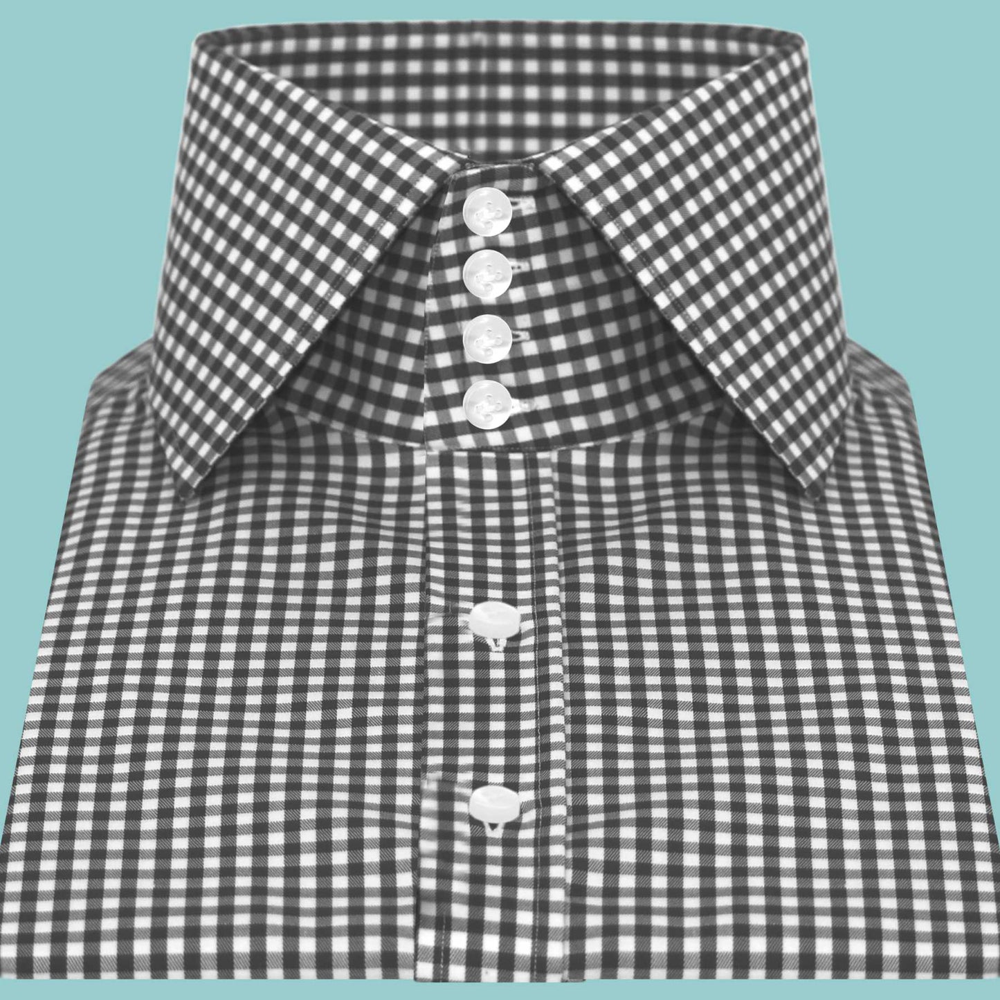 High Spread Collar Dress Shirt For Men President English Wide Spread Full Sleeves Black Gingham Shirt Men Wedding Attire Tall Neck Windsor Collar (Copy)
