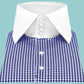 High Spread Collar Dress Shirt For Men President English Wide Spread Full Sleeves  Blue Gingham Chacks Shirt Men Wedding Attire Tall Neck Windsor Collar (Copy)