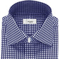 High Spread Collar Dress Shirt For Men President English Wide Spread Full Sleeves  Blue Gingham Chacks Shirt Men Wedding Attire Tall Neck Windsor Collar (Copy)