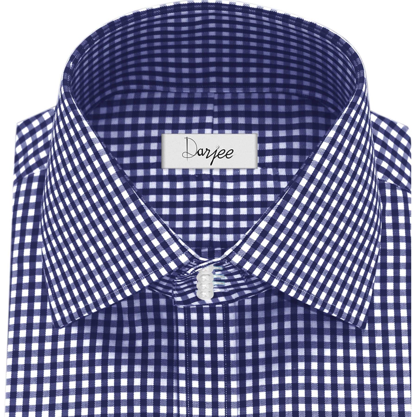 High Spread Collar Dress Shirt For Men President English Wide Spread Full Sleeves  Blue Gingham Chacks Shirt Men Wedding Attire Tall Neck Windsor Collar (Copy)