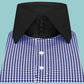 High Spread Collar Dress Shirt For Men President English Wide Spread Full Sleeves  Blue Gingham Chacks Shirt Men Wedding Attire Tall Neck Windsor Collar (Copy)