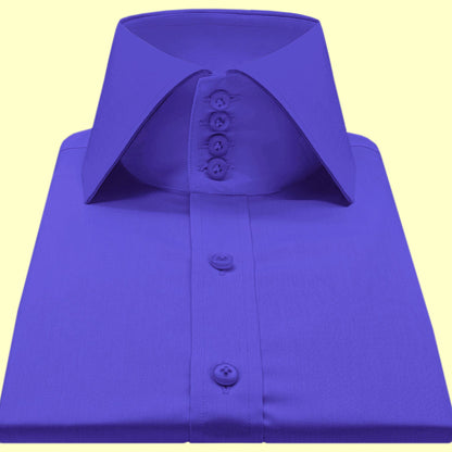 High Spread Collar Dress Shirt For Men President English Wide Spread Full Sleeves Dark Blue Shirt Men Wedding Attire Tall Neck Windsor Collar (Copy)