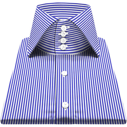 High Spread Collar Dress Shirt For Men President English Wide Spread Full Sleeves Blue Shirt Men Wedding Attire Tall Neck Windsor Collar (Copy)