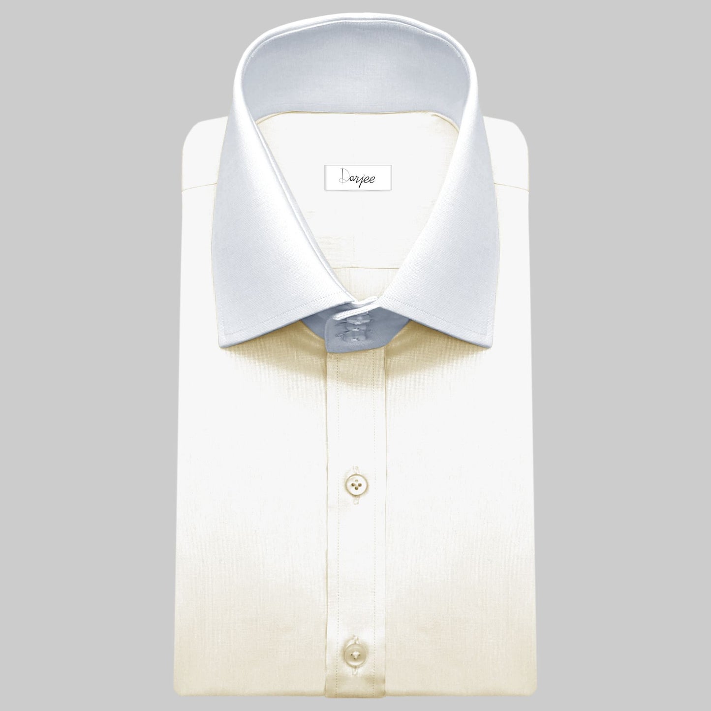 High Spread Collar Dress Shirt For Men President English Wide Spread Full Sleeves Cream Shirt Men Wedding Attire Tall Neck Windsor Collar (Copy)