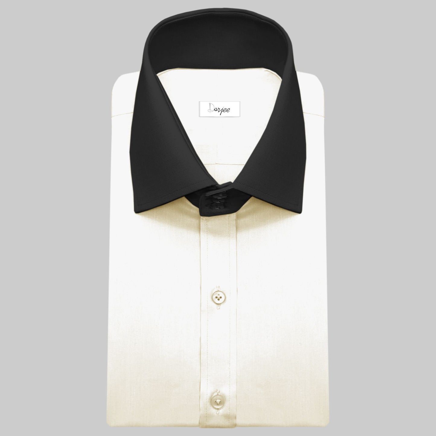 High Spread Collar Dress Shirt For Men President English Wide Spread Full Sleeves Cream Shirt Men Wedding Attire Tall Neck Windsor Collar (Copy)