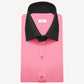 High Spread Collar Dress Shirt For Men President English Wide Spread Full Sleeves Pink Shirt Men Wedding Attire Tall Neck Windsor Collar (Copy)