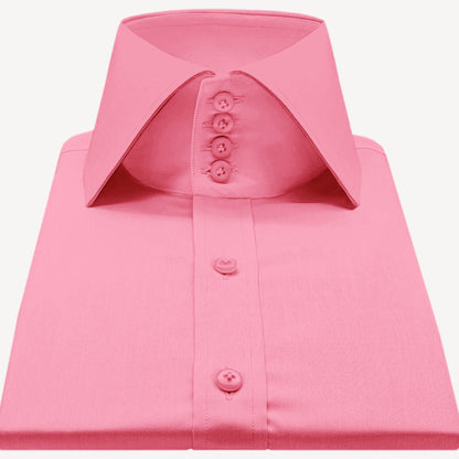 High Spread Collar Dress Shirt For Men President English Wide Spread Full Sleeves Pink Shirt Men Wedding Attire Tall Neck Windsor Collar (Copy)