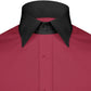 High Spread Collar Dress Shirt For Men President English Wide Spread Full Sleeves Blood Red Shirt Men Wedding Attire Tall Neck Windsor Collar (Copy)