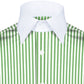 High Spread Collar Dress Shirt For Men President English Wide Spread Full Sleeves Green Shirt Men Wedding Attire Tall Neck Windsor Collar