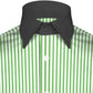High Spread Collar Dress Shirt For Men President English Wide Spread Full Sleeves Green Shirt Men Wedding Attire Tall Neck Windsor Collar