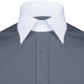 High Spread Collar Dress Shirt For Men President English Wide Spread Full Sleeves Grey Shirt Men Wedding Attire Tall Neck Windsor Collar