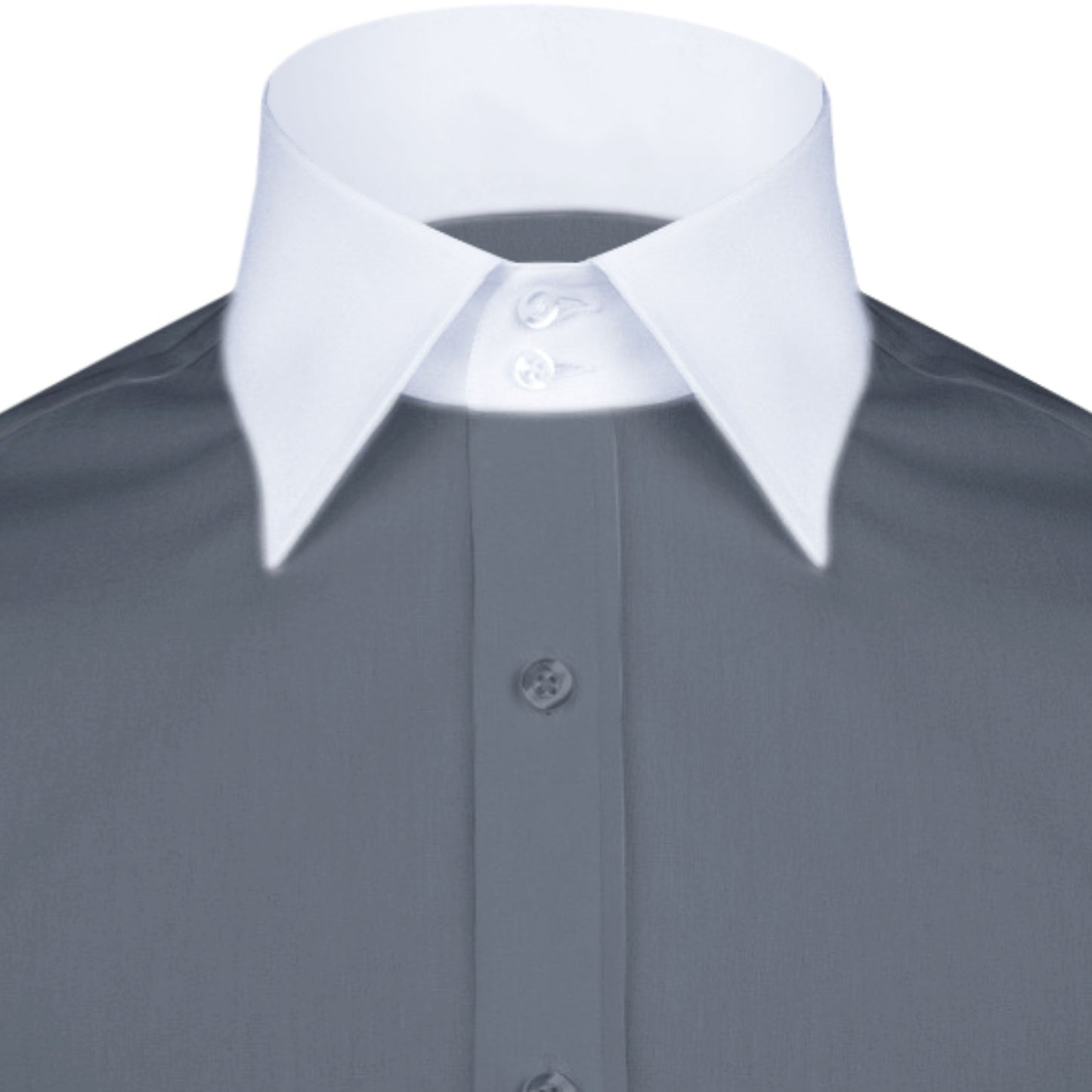 High Spread Collar Dress Shirt For Men President English Wide Spread Full Sleeves Grey Shirt Men Wedding Attire Tall Neck Windsor Collar