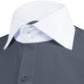 High Spread Collar Dress Shirt For Men President English Wide Spread Full Sleeves Grey Shirt Men Wedding Attire Tall Neck Windsor Collar