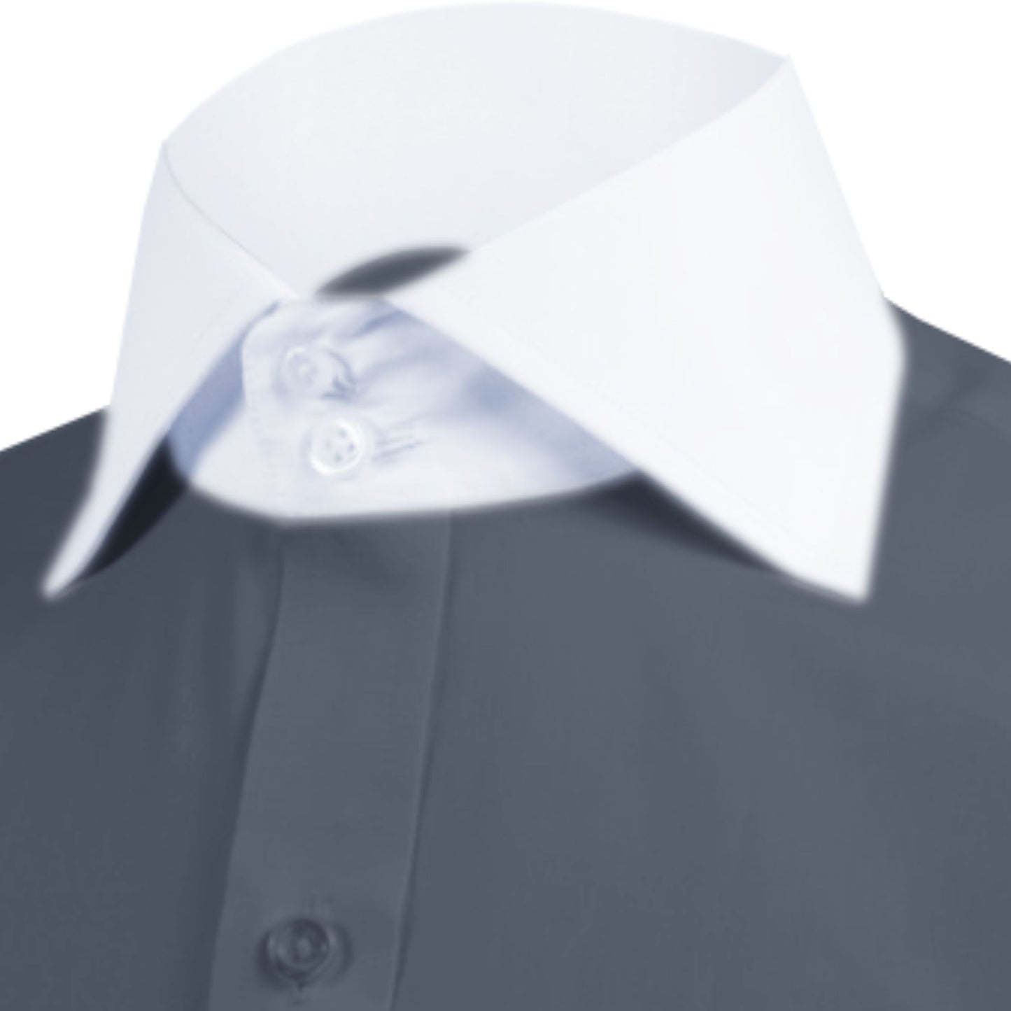 High Spread Collar Dress Shirt For Men President English Wide Spread Full Sleeves Grey Shirt Men Wedding Attire Tall Neck Windsor Collar