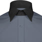 High Spread Collar Dress Shirt For Men President English Wide Spread Full Sleeves Grey Shirt Men Wedding Attire Tall Neck Windsor Collar