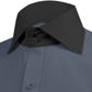 High Spread Collar Dress Shirt For Men President English Wide Spread Full Sleeves Grey Shirt Men Wedding Attire Tall Neck Windsor Collar