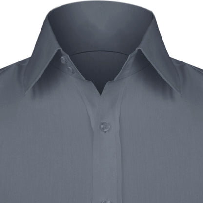 High Spread Collar Dress Shirt For Men President English Wide Spread Full Sleeves Grey Shirt Men Wedding Attire Tall Neck Windsor Collar