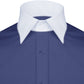 High Spread Collar Dress Shirt For Men President English Wide Spread Full Sleeves Navy Blue Shirt Men Wedding Attire Tall Neck Windsor Collar