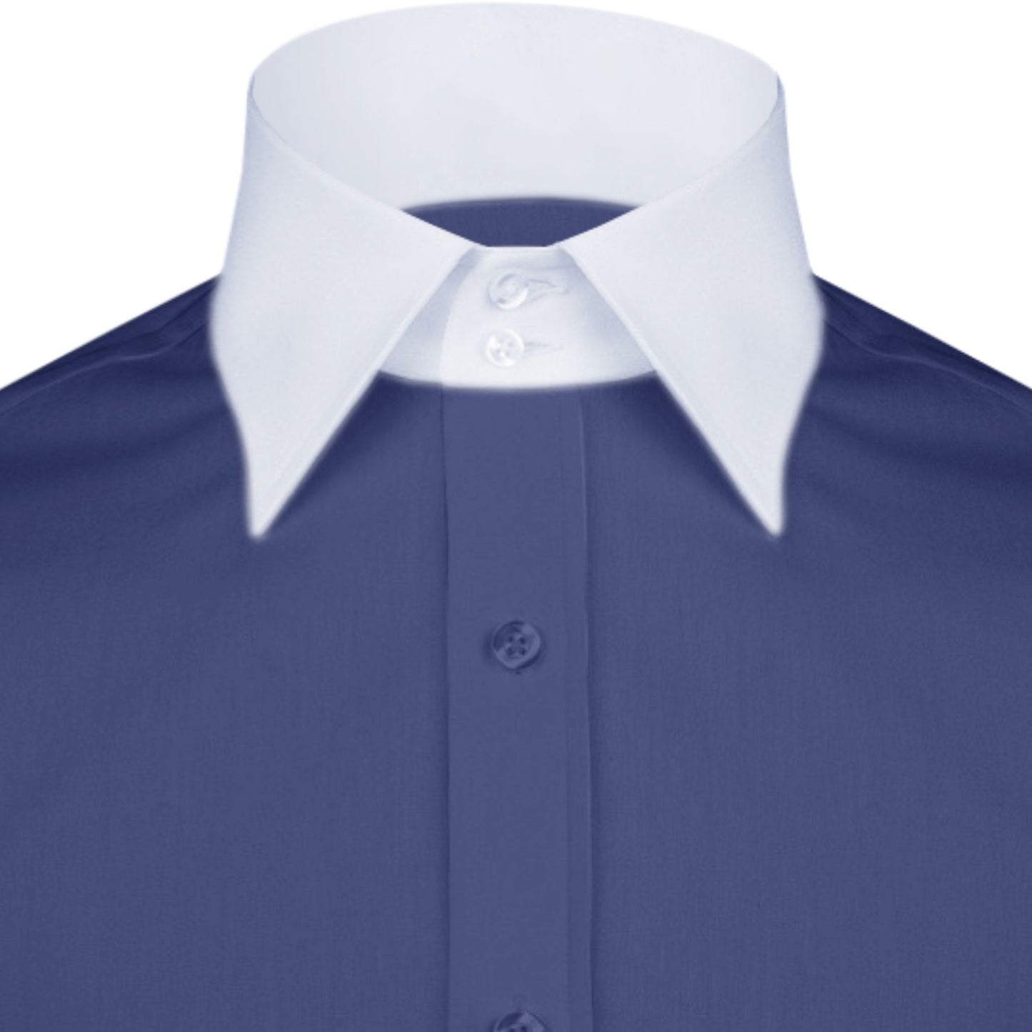 High Spread Collar Dress Shirt For Men President English Wide Spread Full Sleeves Navy Blue Shirt Men Wedding Attire Tall Neck Windsor Collar
