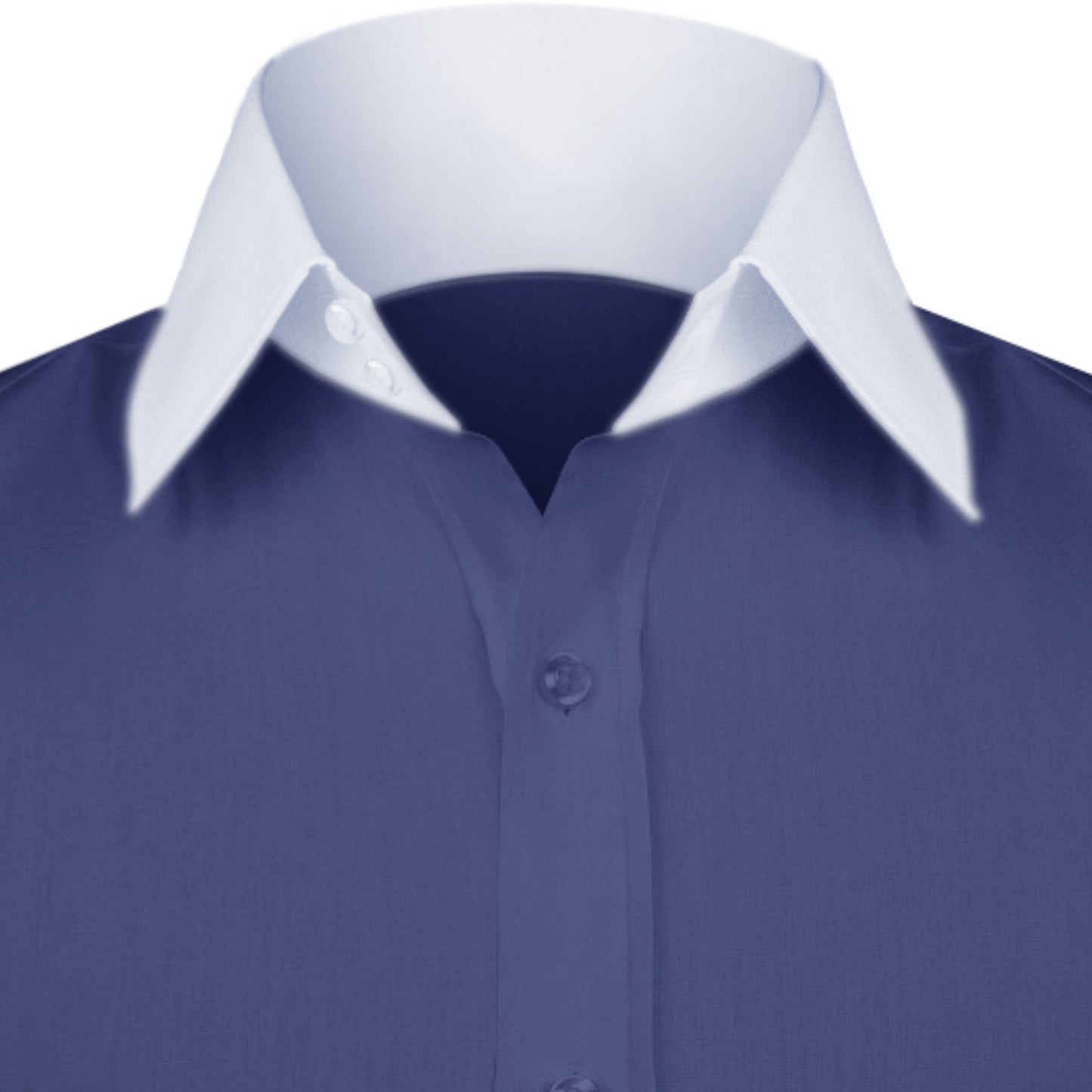 High Spread Collar Dress Shirt For Men President English Wide Spread Full Sleeves Navy Blue Shirt Men Wedding Attire Tall Neck Windsor Collar