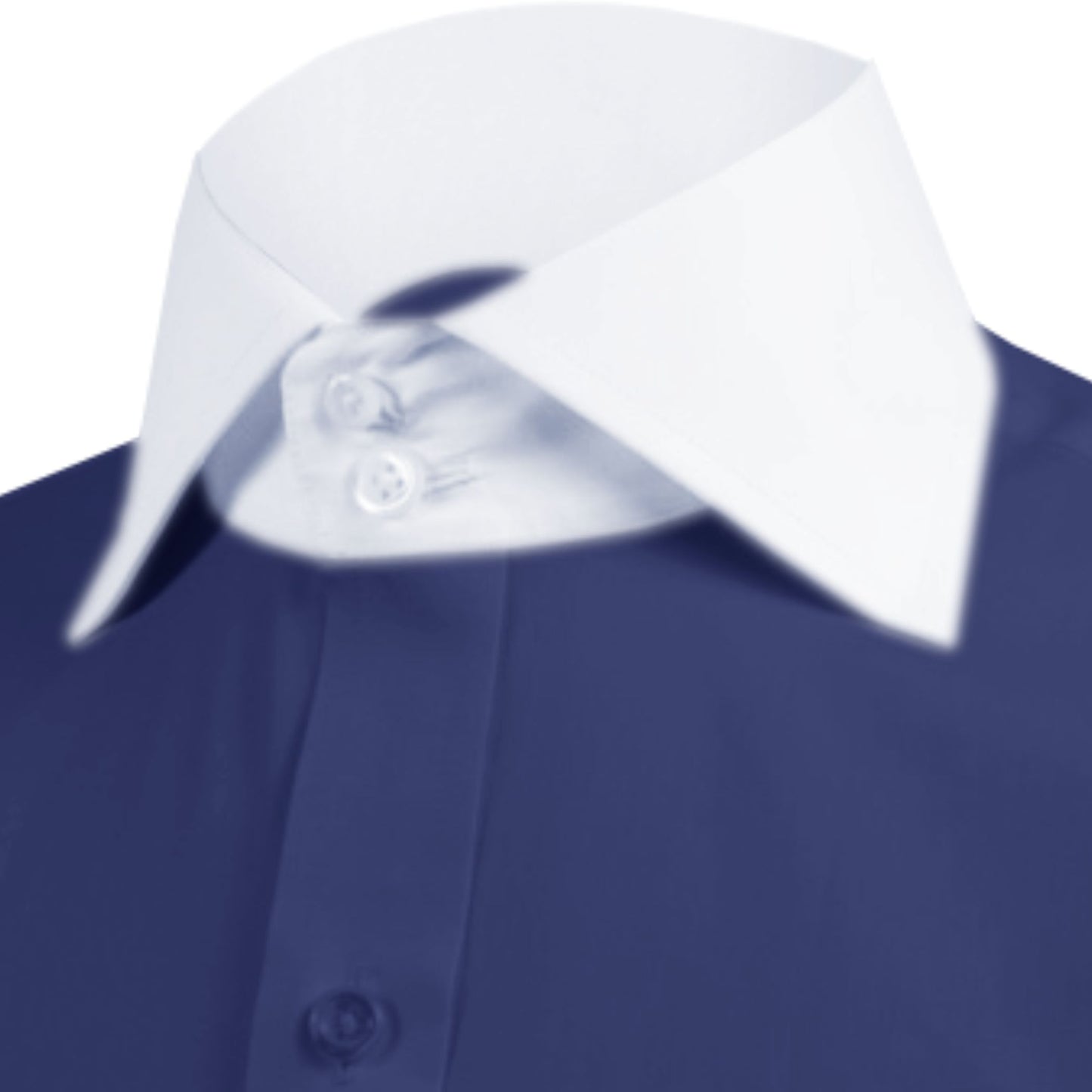 High Spread Collar Dress Shirt For Men President English Wide Spread Full Sleeves Navy Blue Shirt Men Wedding Attire Tall Neck Windsor Collar