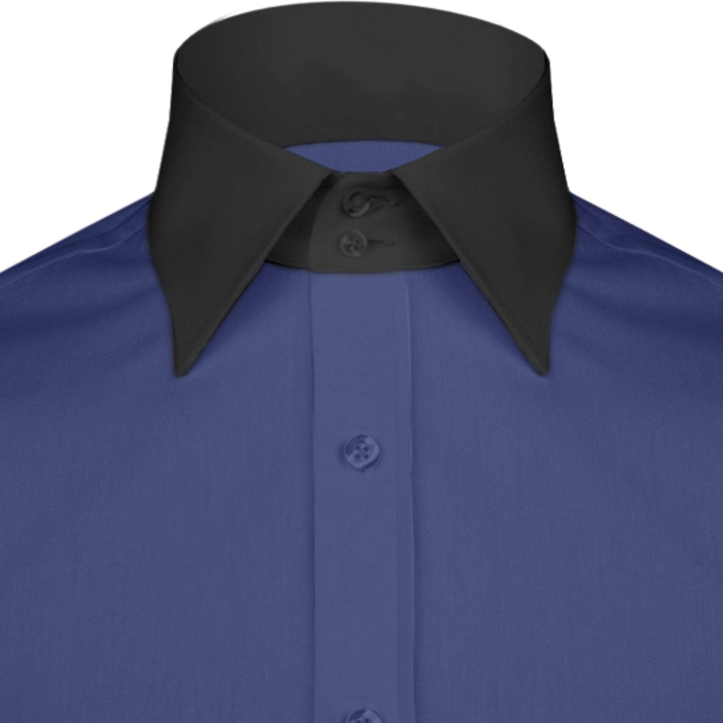 High Spread Collar Dress Shirt For Men President English Wide Spread Full Sleeves Navy Blue Shirt Men Wedding Attire Tall Neck Windsor Collar