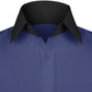 High Spread Collar Dress Shirt For Men President English Wide Spread Full Sleeves Navy Blue Shirt Men Wedding Attire Tall Neck Windsor Collar