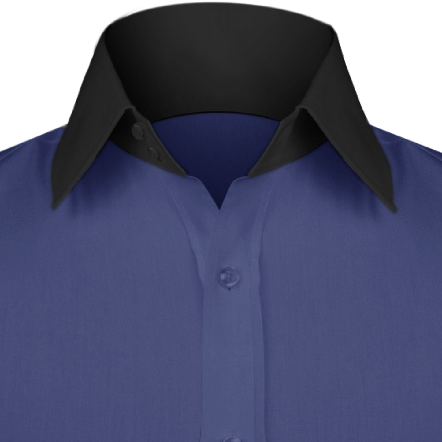 High Spread Collar Dress Shirt For Men President English Wide Spread Full Sleeves Navy Blue Shirt Men Wedding Attire Tall Neck Windsor Collar