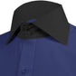 High Spread Collar Dress Shirt For Men President English Wide Spread Full Sleeves Navy Blue Shirt Men Wedding Attire Tall Neck Windsor Collar