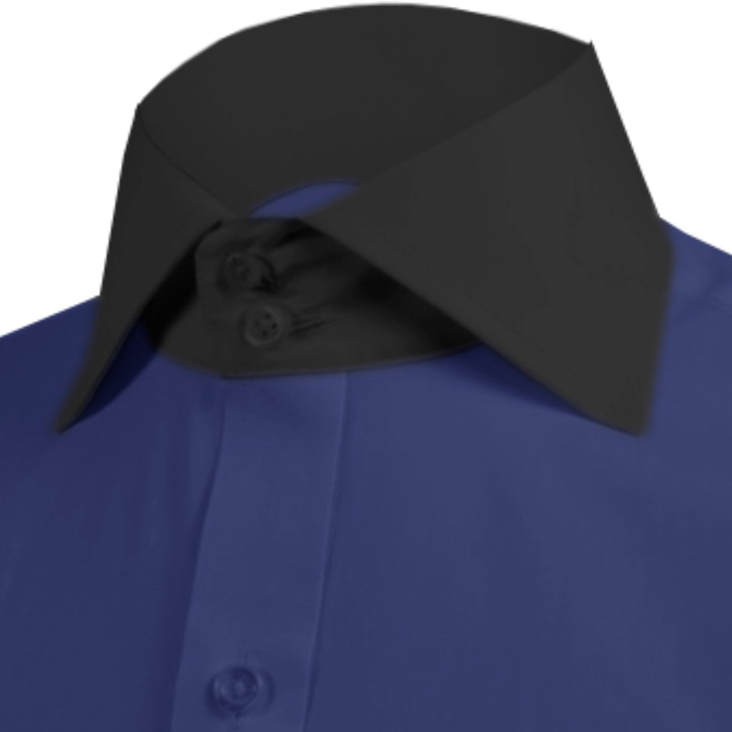 High Spread Collar Dress Shirt For Men President English Wide Spread Full Sleeves Navy Blue Shirt Men Wedding Attire Tall Neck Windsor Collar