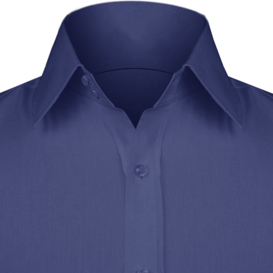High Spread Collar Dress Shirt For Men President English Wide Spread Full Sleeves Navy Blue Shirt Men Wedding Attire Tall Neck Windsor Collar
