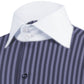 High Spread Collar Dress Shirt For Men President English Wide Spread Full Sleeves Navy Blue Shirt Men Wedding Attire Tall Neck Windsor Collar